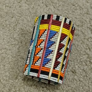 Beaded tribal cuff bracelet